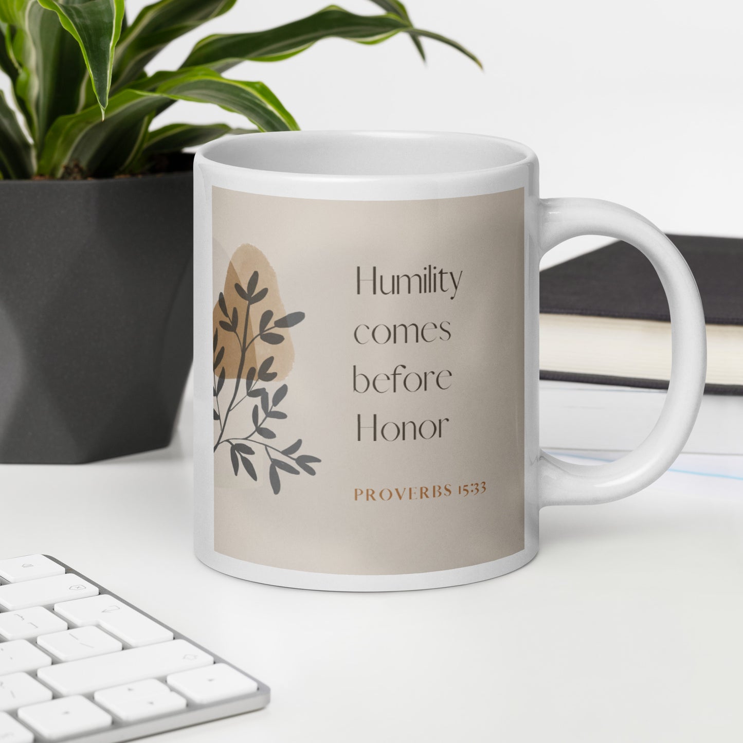 Proverbs 15:33 Natural White glossy mug